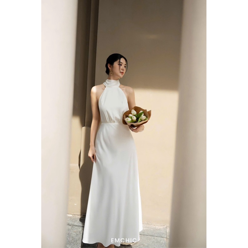 Váy lụa trắng Emwear dùng 1 lần