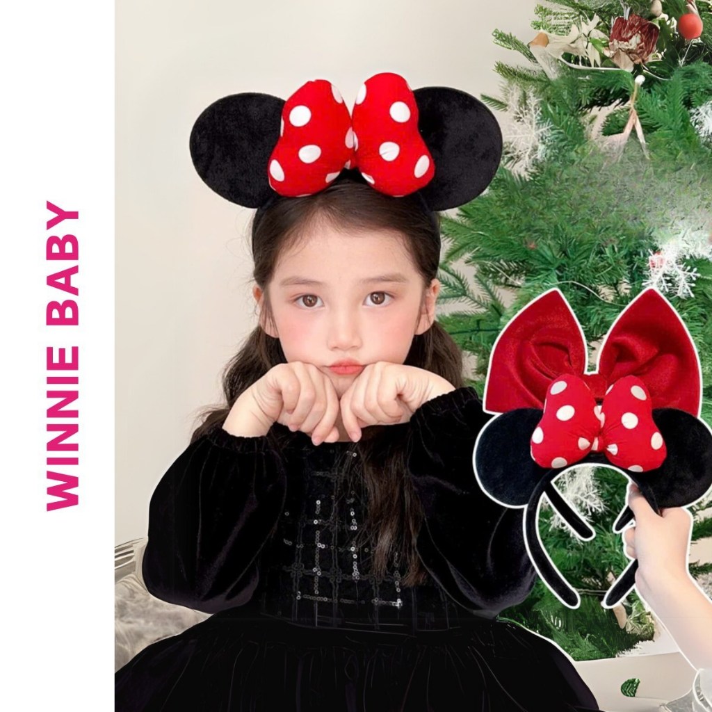 Bờm Cài Tóc, Băng Đô Chuột Mickey Và Minnie Dễ Thương Cho Bé Gái Trong Dịp Giáng Sinh, Noel, Christm