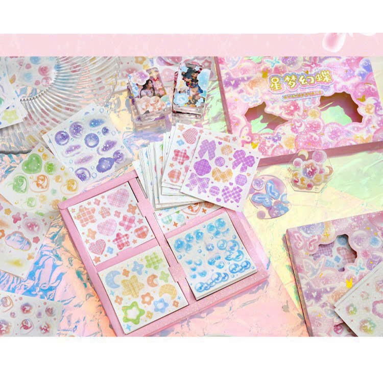 Hộp Sticker 100 tấm bong bóng bling bling