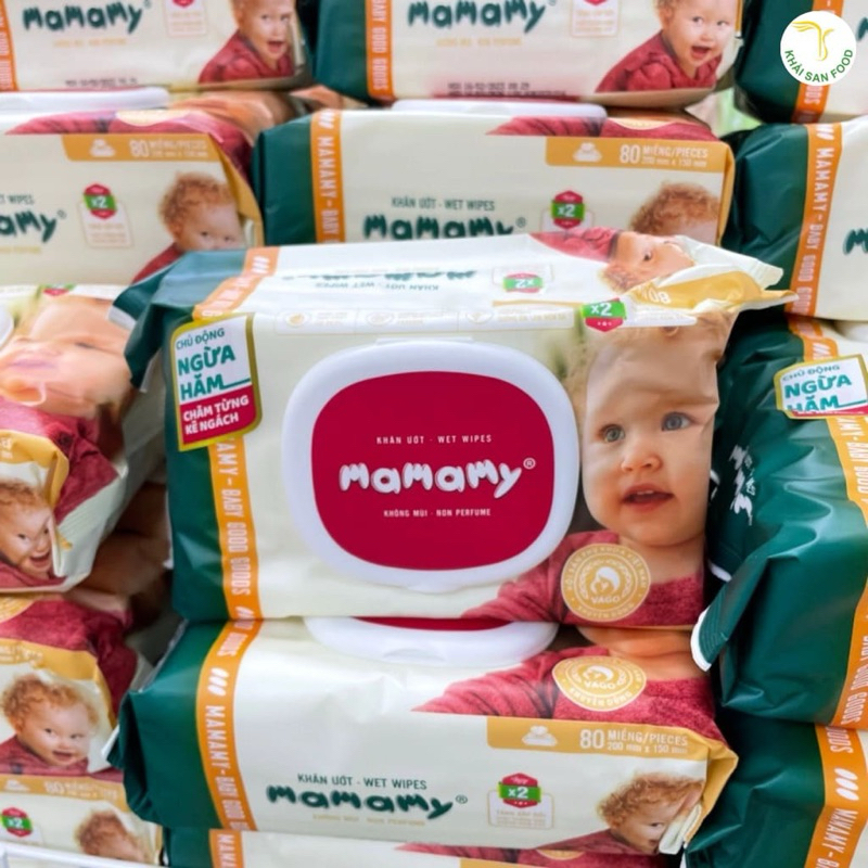 Khăn ướt Mamamy có nắp không mùi (80 tờ)