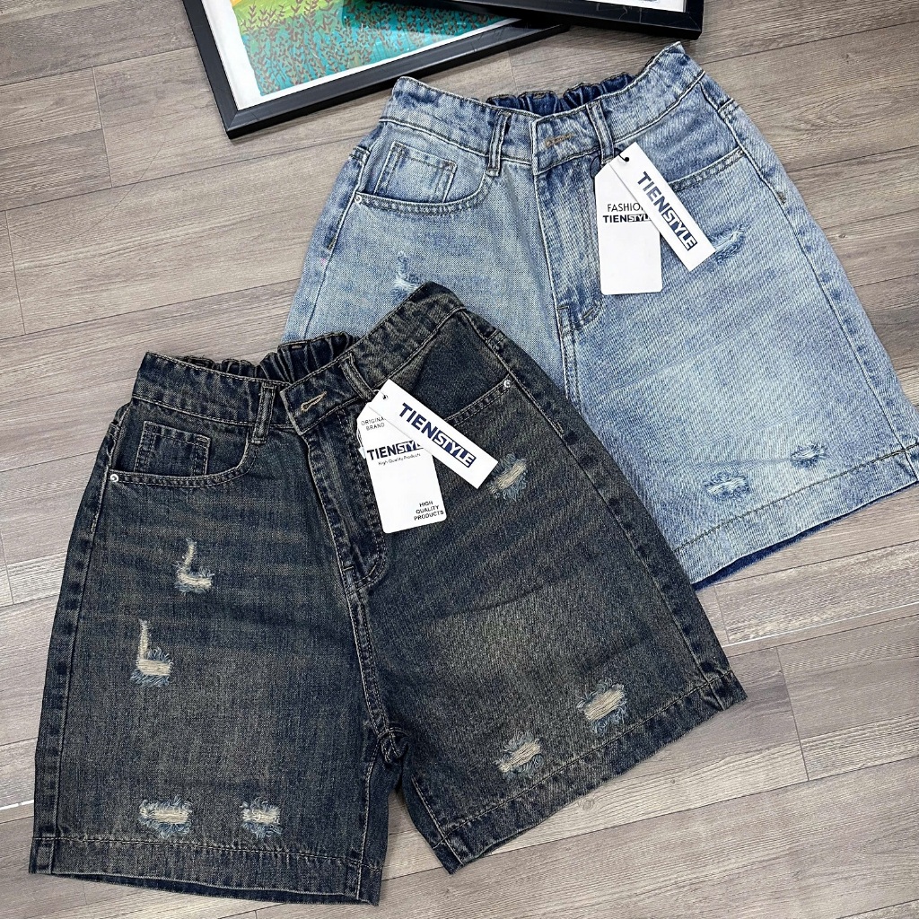  TIENSTYLE - Quần Jean Ngố Nữ Cào Rêu Bụi Lưng Chun MS240 Quần Bò Lửng Quần jean nữ Bigsize 80kg 