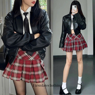 Váy xếp li kẻ caro đỏ CV08 chân váy sọc đỏ xếp ly dáng ngắn váy tennis chữ a đón giáng sinh noel Tết  Firstdateclothing