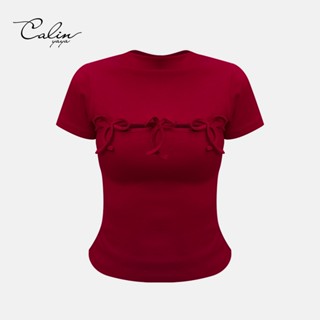 Rosie Top - Áo thun nữ thiết kế cổ cao khoét ngực trang trí nơ ôm body