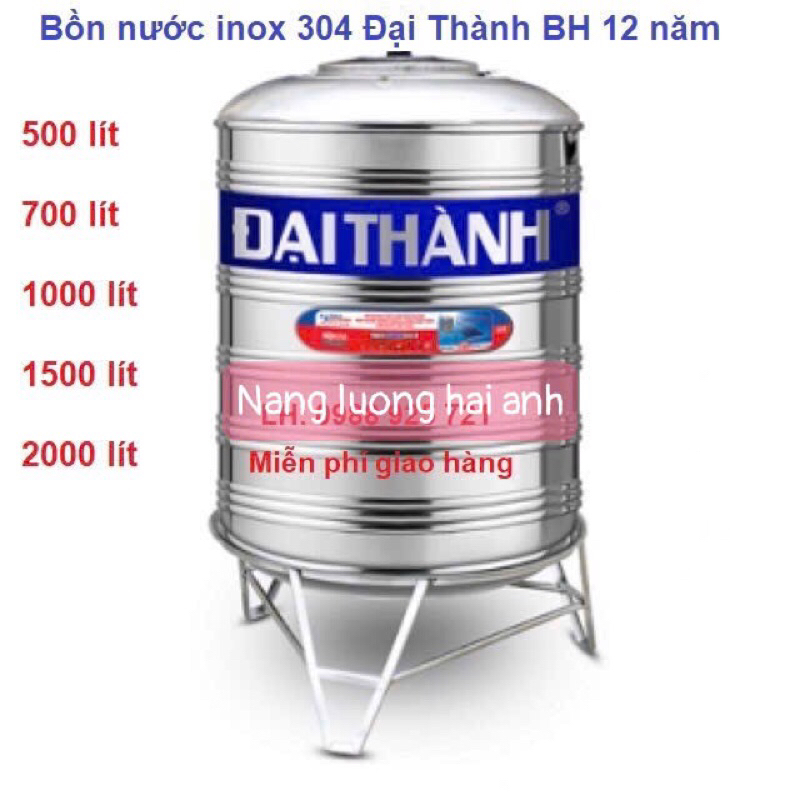 Bồn nước inox đứng 500l-700l-1000l-1500l-2000l Đại Thành
