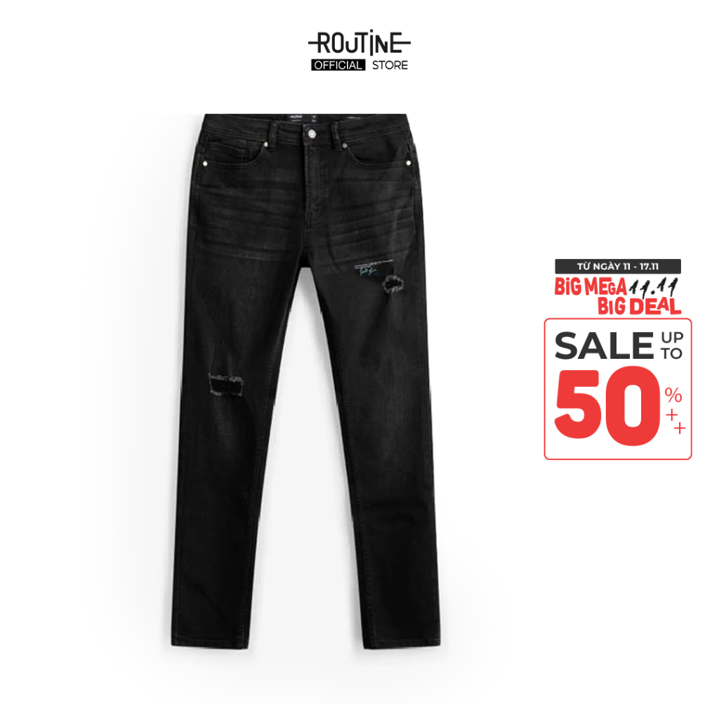 Quần Jean Nam Rách Gối Form Skinny - Routine 10F22DPA047