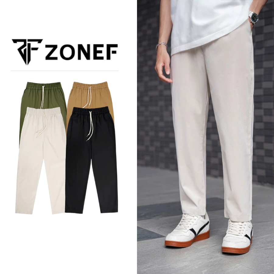 Quần Kaki Nam Baggy ZoneF Unisex Basic Ống Rộng Cạp Chun Form Quần Tây Siêu Tôn Dáng - BGK