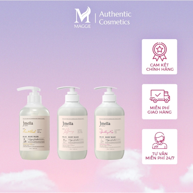 Sữa tắm nước hoa và Dưỡng thể, Dầu gội JMELLA Hương thơm quyến rũ 500ml, 1000ml