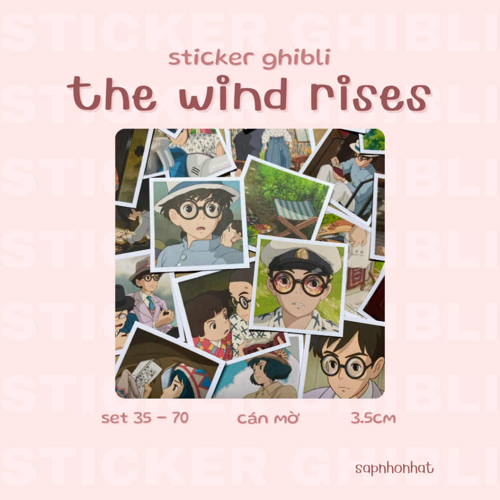 Sạp Nhỏ Nhạt | Set 35 - 70 Sticker Niêm Phong Anime Ghibli The Wind Rises - Gió Nổi