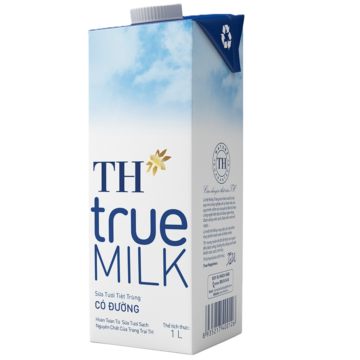 [Bộ 4 hộp] Sữa tươi TH True Milk 1 Lít - Có đường/Không đường/Ít đường