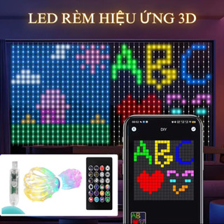  Đèn led rèm mành hiệu ứng 3D nháy theo nhạc vẽ hình theo ý thích 