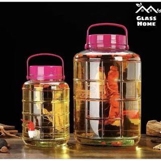 Bình Ngâm Rượu Thủy Tinh Nắp Tím/Đỏ Quai Xách Nhiều Size Tiện Dụng