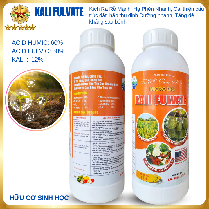 KALI HUMATE Kích Rễ Mạnh, Hạ Phèn, Giải Độc Hữu Cơ, Tăng  Đề Kháng 1 Lít