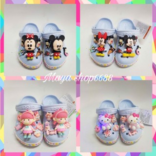 ( Tặng 12 Sticker) Dép Sục Croc Baya Viền Xanh Cho Bé Gái Mix Sẵn Sét Charm. Sản Phẩm Cao Cấp, Nhựa Không Mùi.