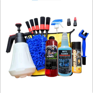 Combo 15 món BÌNH TẠO BỌT TUYẾT rửa xe (Bình 2L,Xà bông,Tẩy & dưỡng sên,Bàn chải chà sên,5 cây cọ,găng san hô, khăn 3M)
