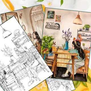 Bộ 50 tranh Tô Màu Cô Gái Độc Thân Dễ Thương Chất Giấy Dày Đẹp Luyện Vẽ Giảm Stress MS0101