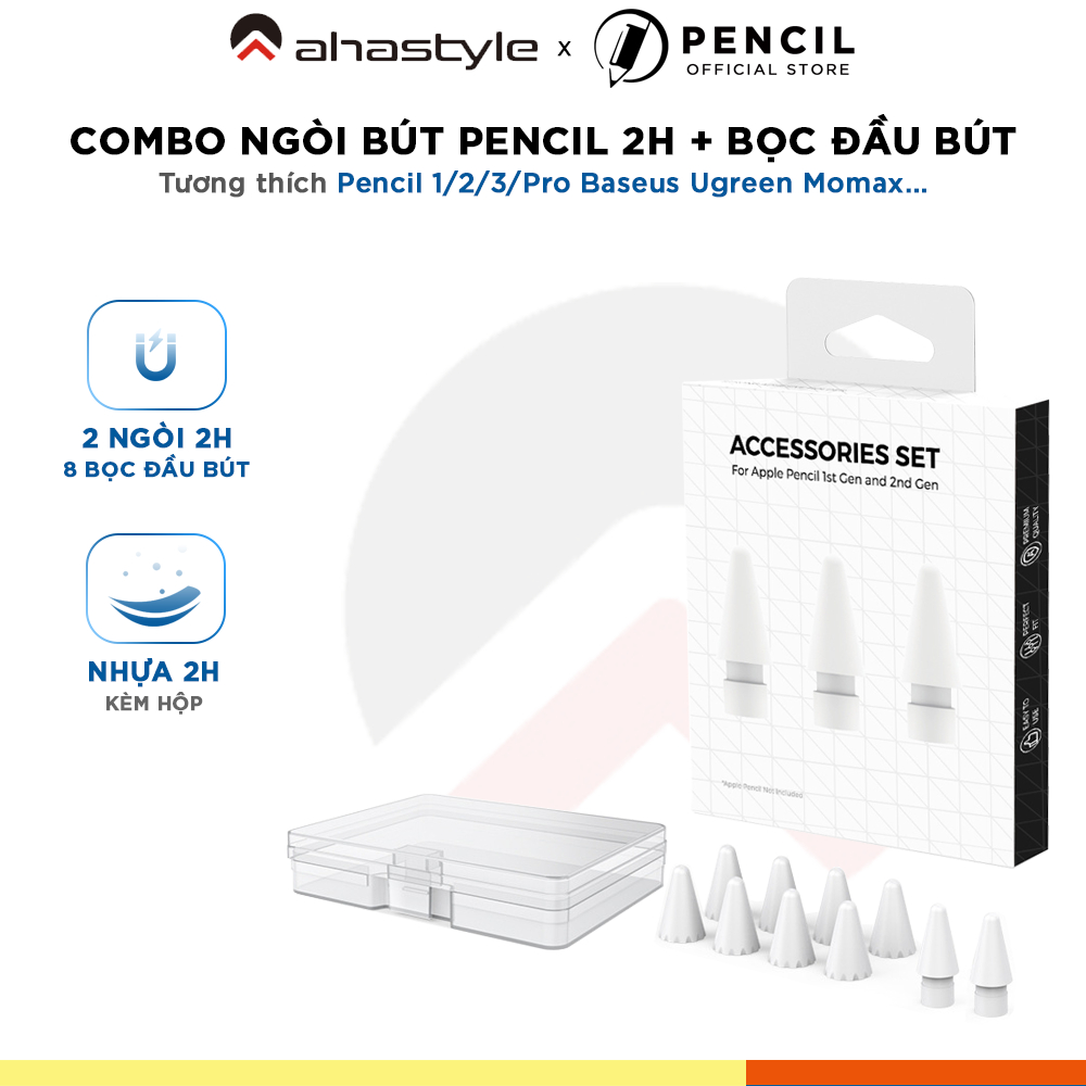 Bộ Ngòi Bút Pencil 2H và Bọc Đầu Bút Ahastyle Cao Cấp cho Bút cảm ứng Pencil 1/2/3/Pro Baseus