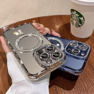 Ốp lưng iPhone 11 đến 16 Pro Max,15,14, 13, 12 lưng trong viền màu đính đá hỗ trợ sạc bling bling siêu đẹp sang trọng