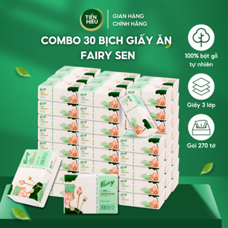 Combo 30 Bịch Giấy Ăn Fairy Sen Chất Liệu 100% Gỗ Tự Nhiên An Toàn Thiết Kế 3 Lớp Bền Dai 270 Tờ