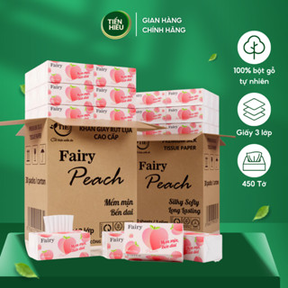 Thùng 30 Gói Giấy Ăn Rút Fairy Đào Khổ To 3 Lớp Siêu Dai Chất Liệu Mềm Mại An Toàn Cho Da 450 Tờ