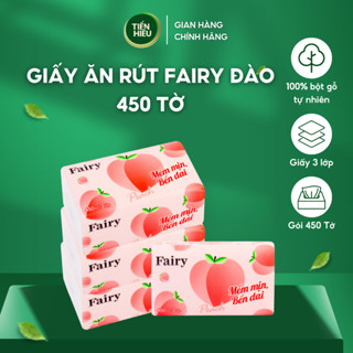 Giấy Ăn Rút Fairy Đào 450 Tờ Khổ To Tiện Dụng 100% Gỗ Tự Nhiên Mềm Mại An Toàn 3 Lớp Bền Dai