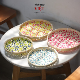  Mẹt tre đan hoa tinh xảo nhiều màu trang trí decor bày hoa quả Tinh Hoa Việt 