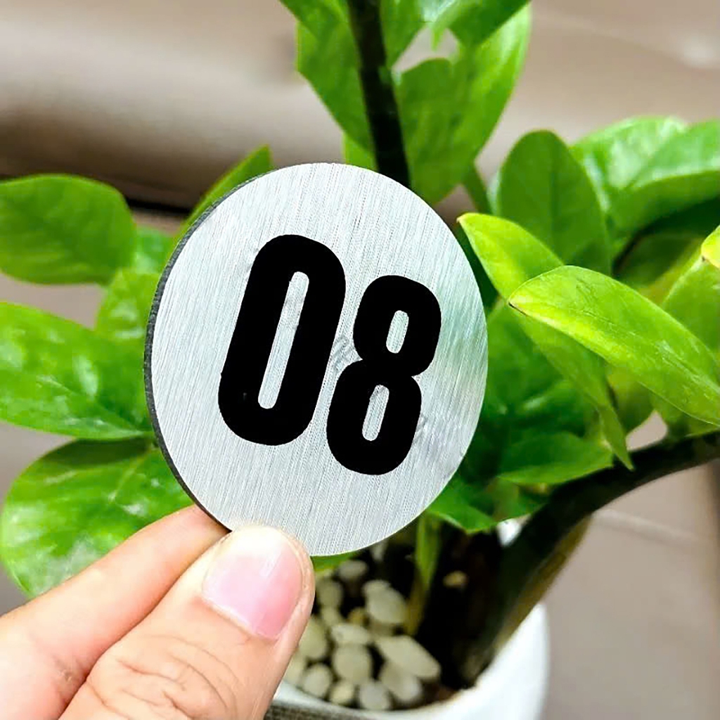 Số bàn inox, Số bàn coffee, số thứ tự 1 đến 100, số dán bàn, đánh số bàn bằng inox 304 cho nhà hàng