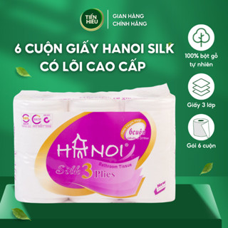 6 Cuộn Giấy Vệ Sinh Hanoi Silk Có Lõi Cao Cấp 3 Lớp Mềm Mịn Tan Nhanh Chất Liệu An Toàn