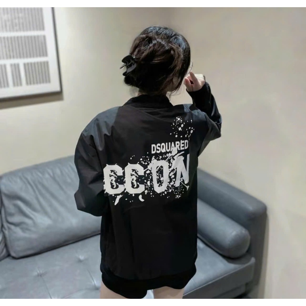 Áo Khoác Gió BomBer Nam Nữ Dsq II Icon Vẩy Sơn Basic Hottrend 2025-Nam cao Cấp-Jacker