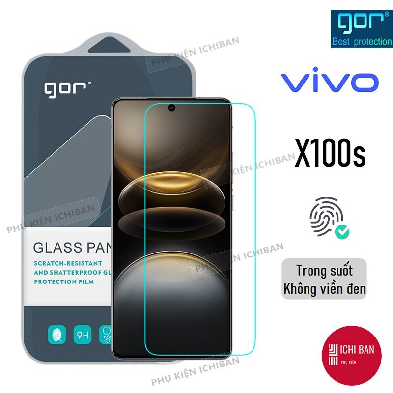 Kính Cường Lực Gor Vivo X100s, iQOO 13/ 12, IQOO 11/ 11s/ 10 Trong Suốt Không Viền Đen 9H/ Vát 2.5D - Hãng Gor