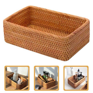  Khay mây tre đan chữ nhật đựng đồ đa năng hàng thủ công xuất khẩu derco trang trí 