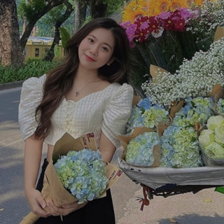 THE FANCE | Áo croptop tay phồng cúp ngực đan dây vải voan có lót SLING CHEERS