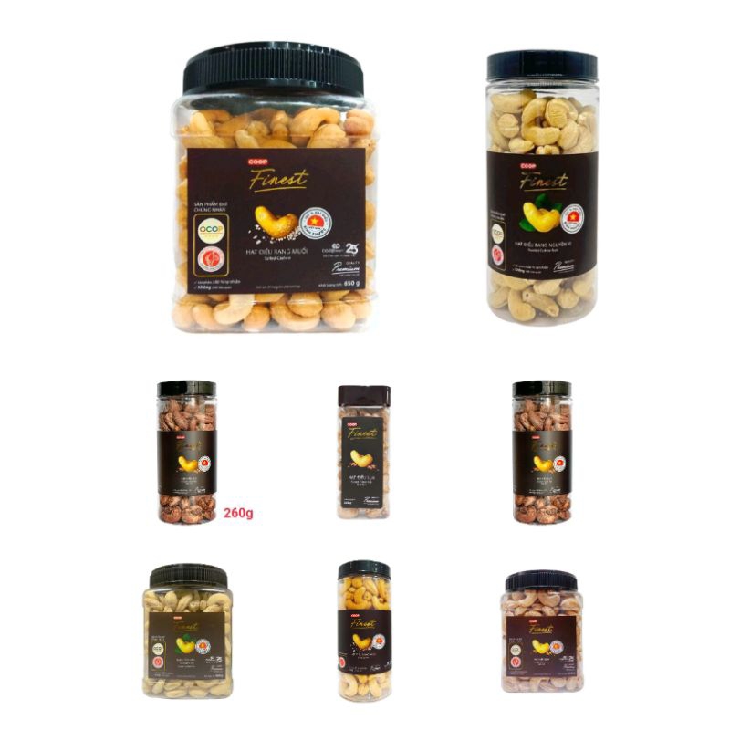[DATE MỚI] Hạt Điều Cao Cấp Coop Finest , Nguyên Vị , Muối , Lụa 650g - Tết
