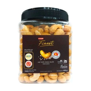 [DATE MỚI] Hạt Điều Cao Cấp Coop Finest , Nguyên Vị , Muối , Lụa 650g - Tết