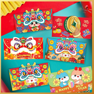 [LOẠI GIẤY DÀY CỨNG] Bộ 12 Mẫu Bao Lì Xì Ngang Lân Bé Na Hottrend Tết 2025 - Được Chọn Mẫu