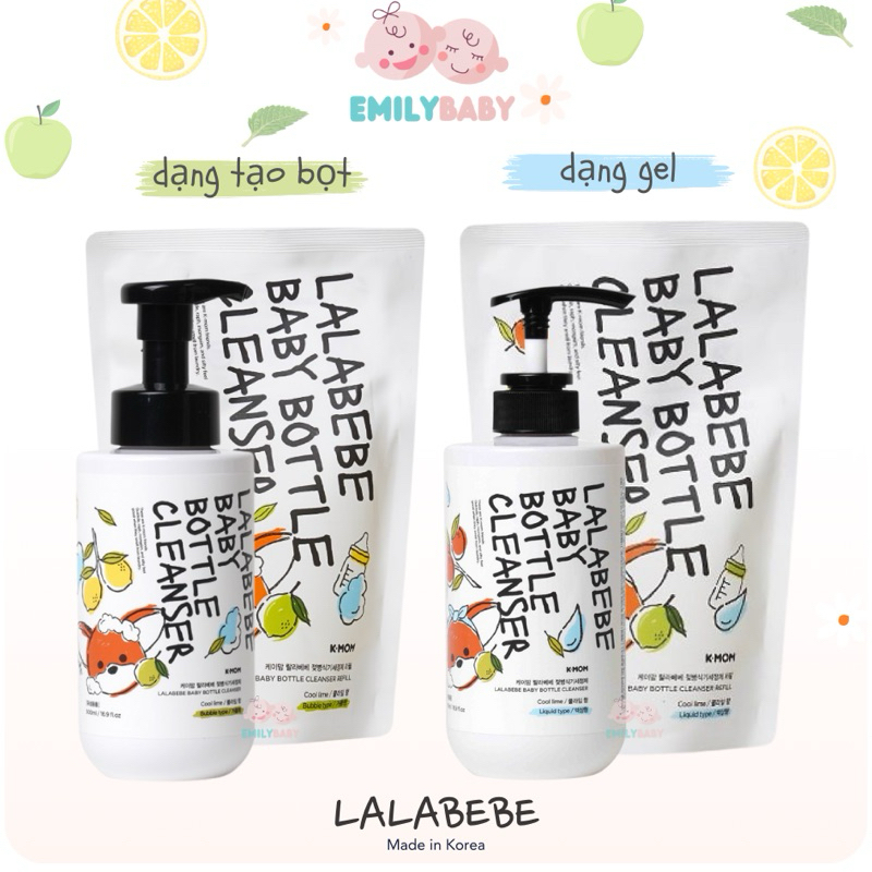 Nước rửa bình sữa thuần chay KMOM Lalapopo Hàn Quốc