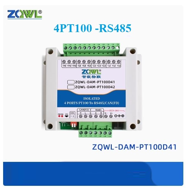 Bộ chuyển đổi tín hiệu PT100 sang RS485 chuẩn Modbus RTU, bộ đọc cảm biến PT100 đa kênh