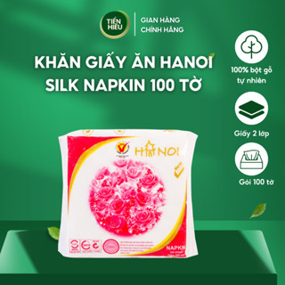 Khăn Giấy Ăn Hanoi Silk Napkin Khổ 220 x 220mm Tiện Lợi Chất Liệu Mềm Mịn Thấm Hút Nhanh 100 Tờ