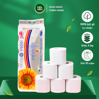 10 Cuộn Giấy Vệ Sinh Hà Nội Silk 4 Lớp Mềm Mịn Tan Nhanh Trong Nước Cuộn Hoa Cúc Có Lõi Tiện Lợi