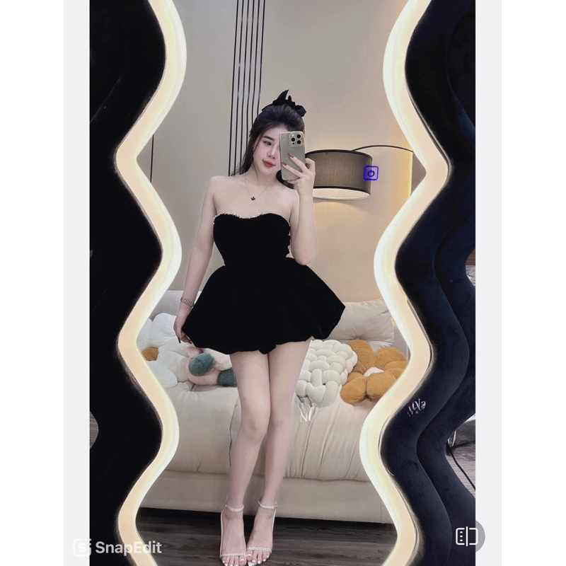 Đầm body cúp phồng đính đá sang chảnh bling bling có quần bảo hộ dành cho nàng đi tiệc