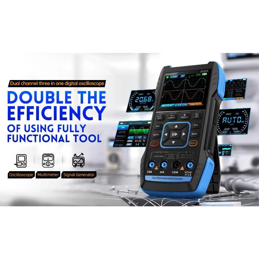 Máy hiện sóng 2 kênh 3 in 1FNIRSI 2C23T 10MHZ*2 50MS, 2C53T 50MHZ*2 250MS đồng hồ vạn năng và phát t