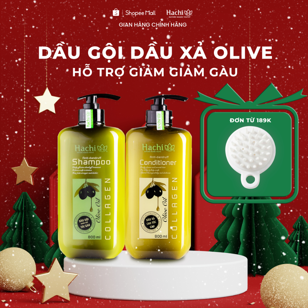 Dầu Gội, Xả Hachi Anti-Dandruff dành cho tóc gàu chiết xuất từ Olive hỗ trợ giảm gàu ngứa