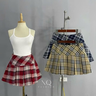 Chân Váy Kẻ Xếp Ly dáng ngắn Lưng Cao Họa Tiết Sọc Caro, Chân Váy Tennis Ngắn Cạp Trễ Phong Cách Hàn Quốc [NQ - 009]