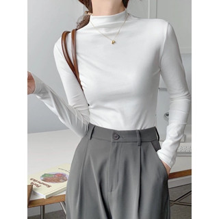  Áo giữ nhiệt cổ 3 phân áo thun trơn cổ tròn cổ leo lót lông dài tay form ôm kiểu dáng Hàn Quốc mẫu mới 2tunisex P103 