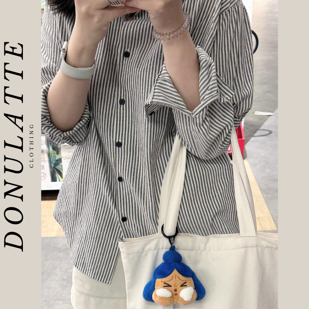 Áo Sơ Mi Kẻ Sọc Pastel Dài Tay Freesize Basic Trendy - Nhiều Màu | Donulatte