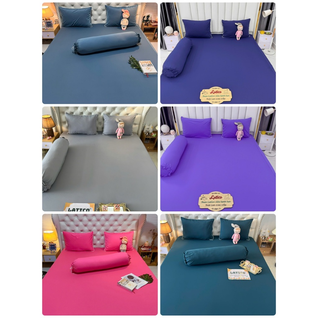 Màu Trơn -  Link 04 -  Bộ ga giường thun Latico siêu lạnh Lụa (áo gối ôm khóa kéo)