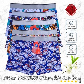 Combo 5 quần Boxer thun lạnh, Quần sịp đùi nam in hoạ tiết hoạt hình độc đáo