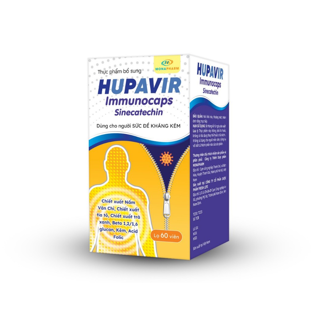 Viên uống HUPAVIR Immunocaps hỗ trợ đào thải HPV, Sùi Mào Gà, Giúp tăng cường miễn dịch cho người có đề kháng yếu