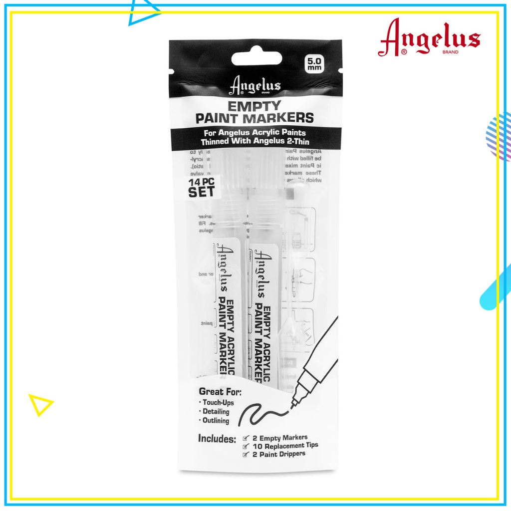 Bộ bút marker để vẽ màu acrylic Angelus Empty Paint Marker - Ngòi 5mm (14pc)