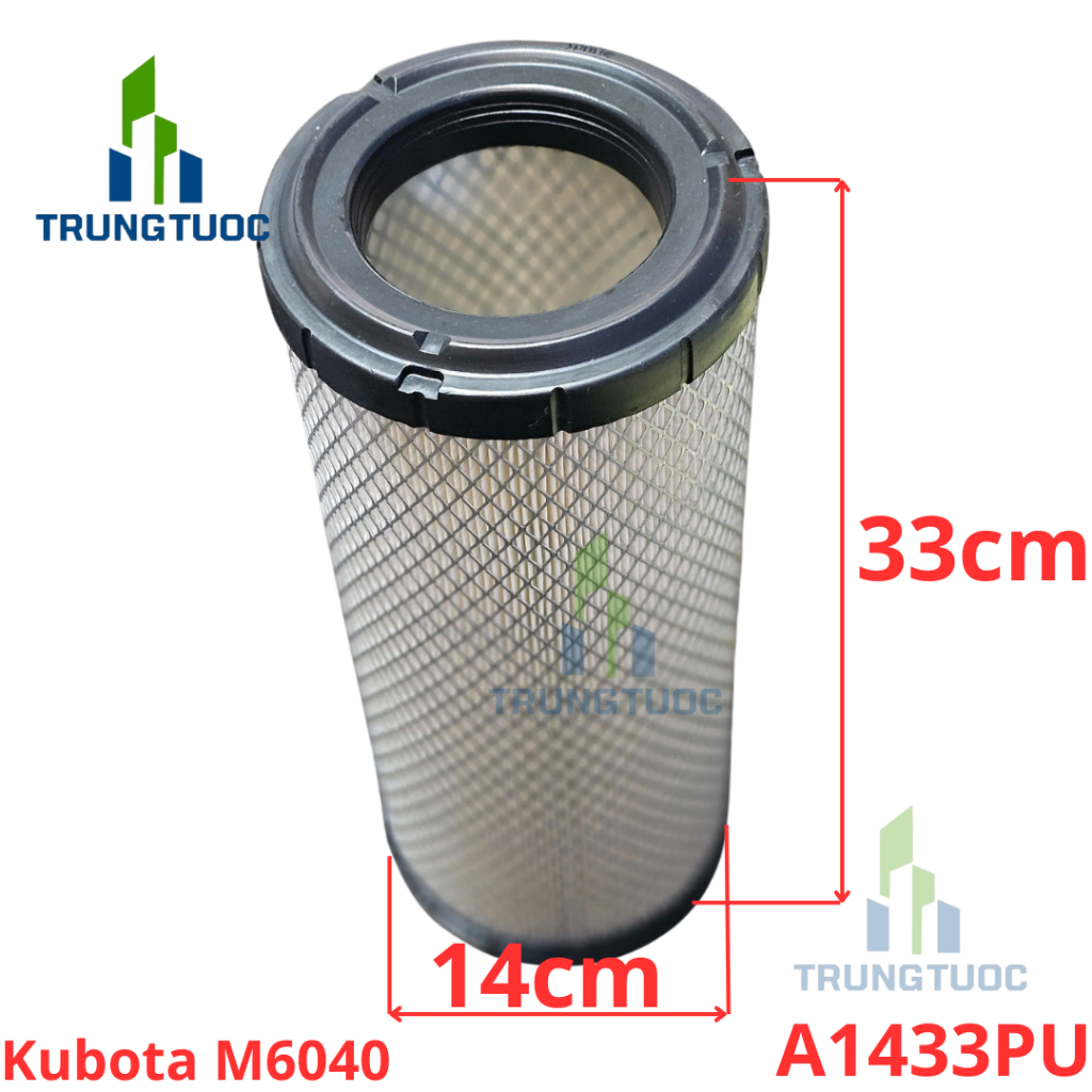 Lọc gió máy gặt DC60 / máy cày Kubota M6040 lõi trong 2 lớp A1433PU_AB