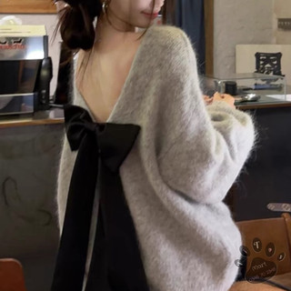  Áo len hở lưng phối nơ quyến rũ hot trend mùa thu đông 2024  A01  